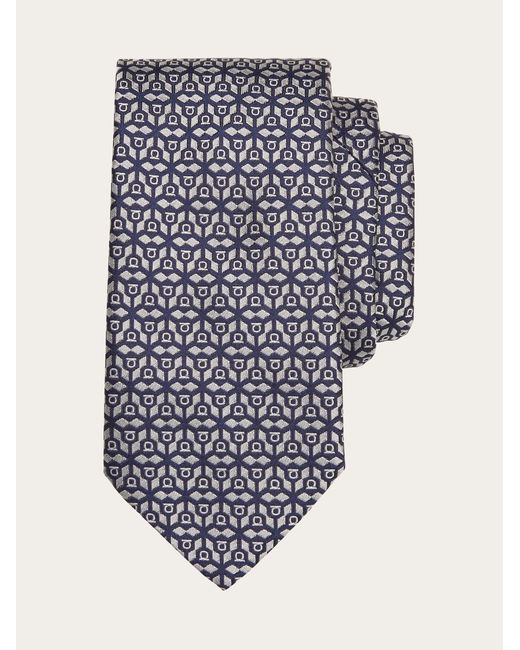 Ferragamo Blue Men Silk Jacquard Tie for men