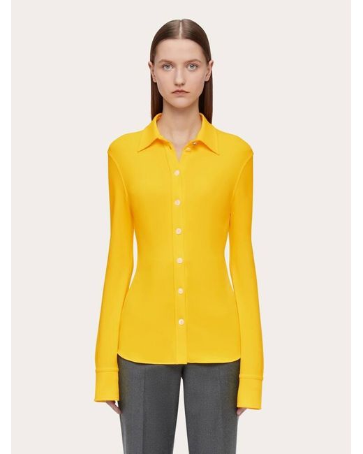 Ferragamo Yellow Damen Bluse Aus Stretchjersey