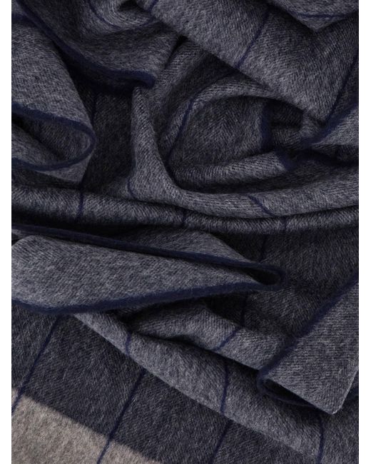 Ferragamo Blue Mixed Cashmere Scarf for men