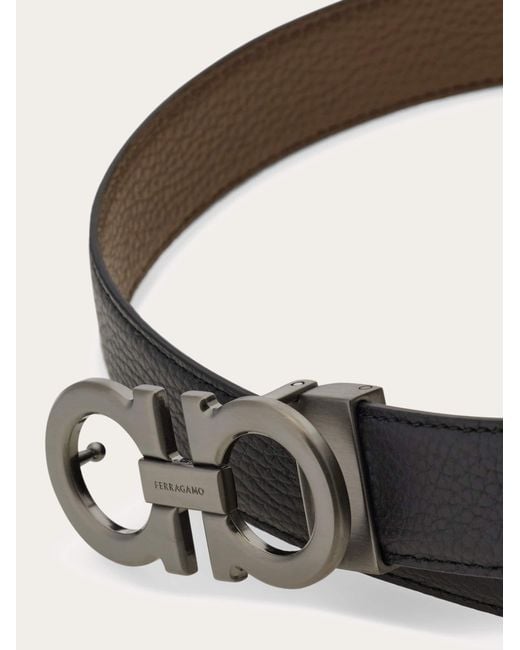 Ferragamo White Reversible And Adjustable Gancini Belt for men