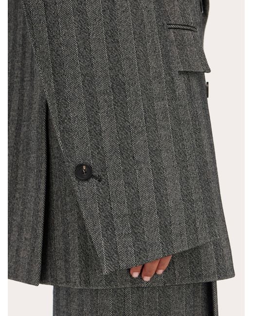 Donna Blazer Doppiopetto Oversize di Ferragamo in Gray