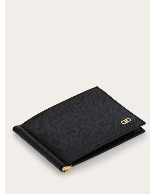 Ferragamo Black Gancini Wallet With Money Clip for men