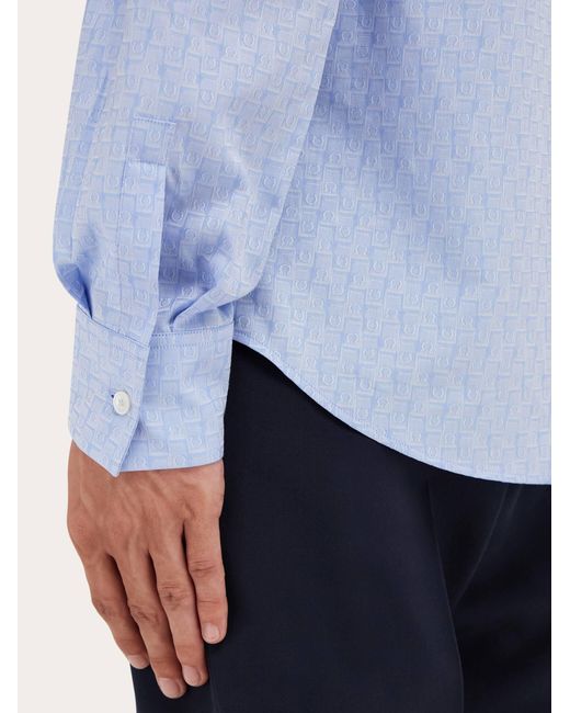 Ferragamo Blue Monogram Shirt for men