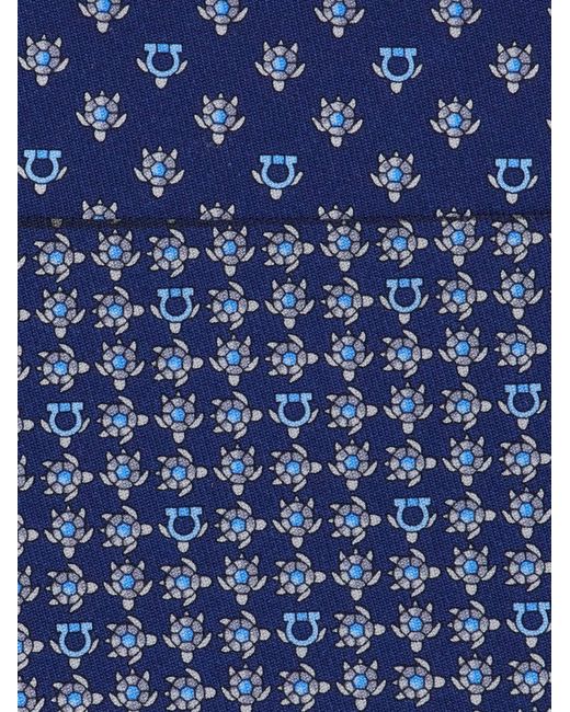 Ferragamo Blue Turtles Print Silk Tie for men