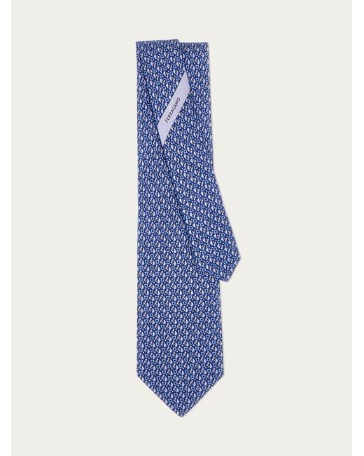 Ferragamo Blue Equestrian Print Silk Tie for men