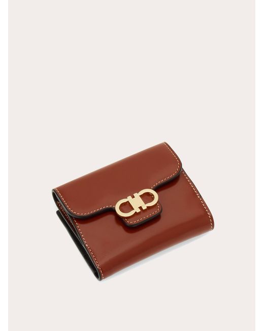 Ferragamo Brown Gancini Compact Wallet