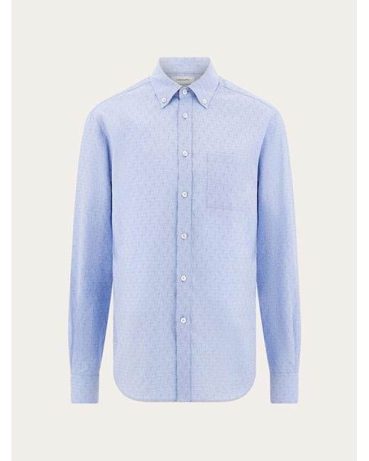 Ferragamo Blue Monogram Shirt for men
