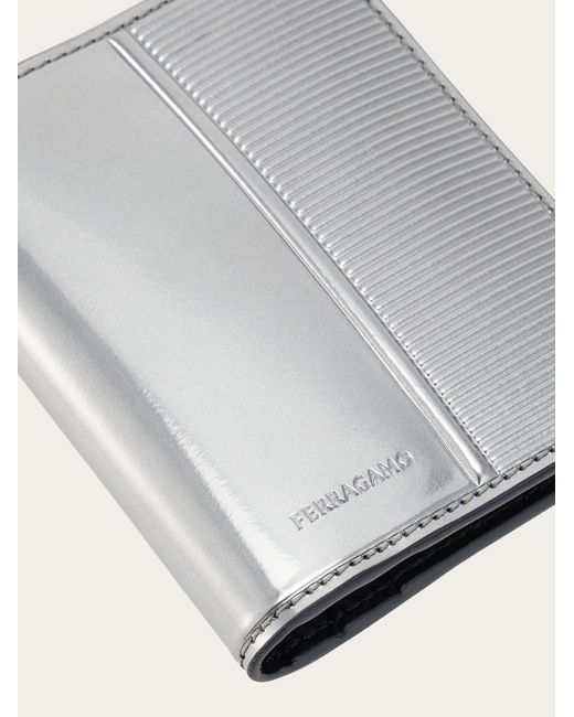Credit card holder with knurled detailing Ferragamo pour homme en coloris Gray
