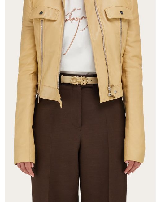 Ferragamo Natural Adjustable And Reversible Gancini Belt