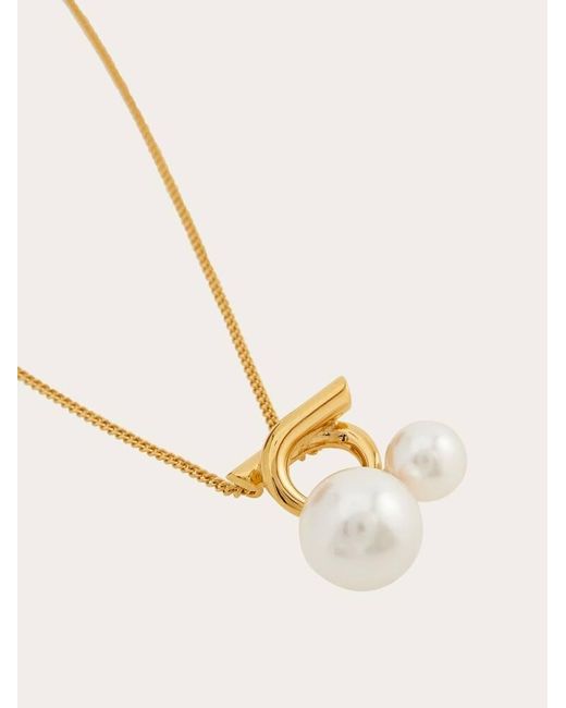 Ferragamo Natural Double Pearl Necklace