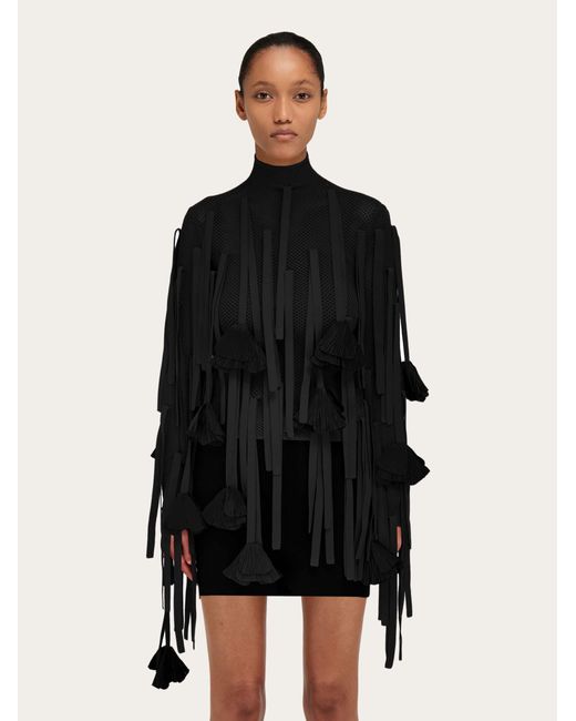 Mujer Jersey De Con Flores Negro Ferragamo de color Black