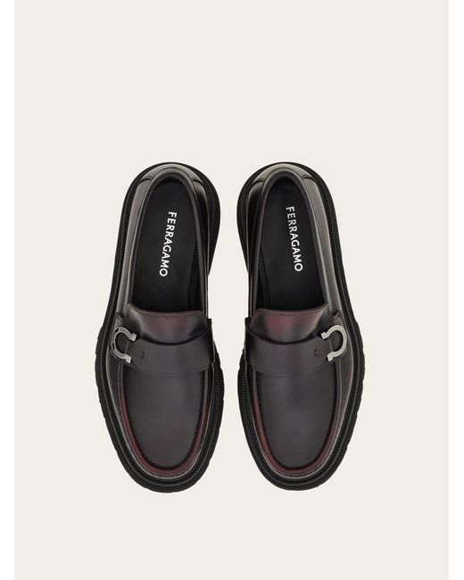 Ferragamo White Loafer With Gancini Detail for men
