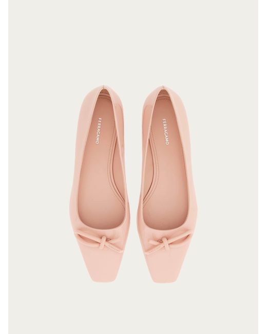Ferragamo Pink Ballet Flat With Asymmetric Bow