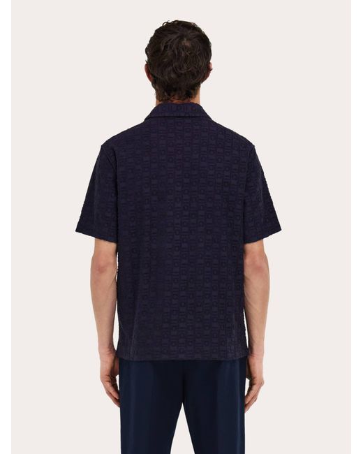 Ferragamo Blue Monogram Polo Shirt for men
