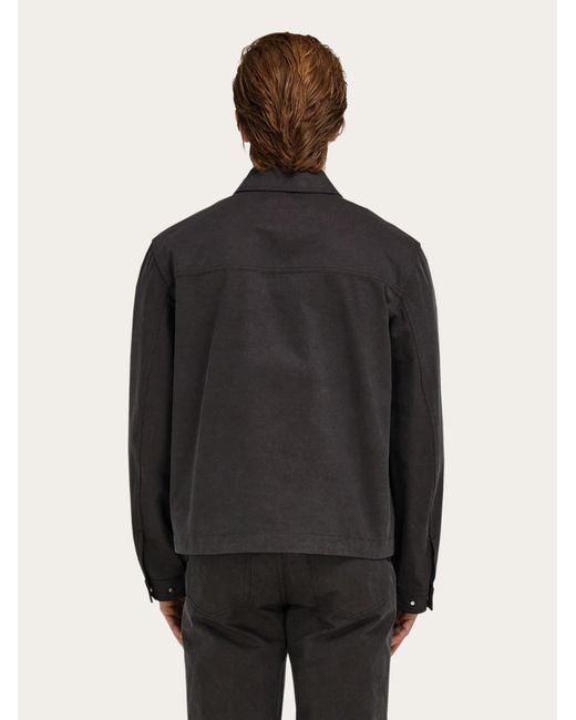 Ferragamo Black Washed Canvas Blouson for men
