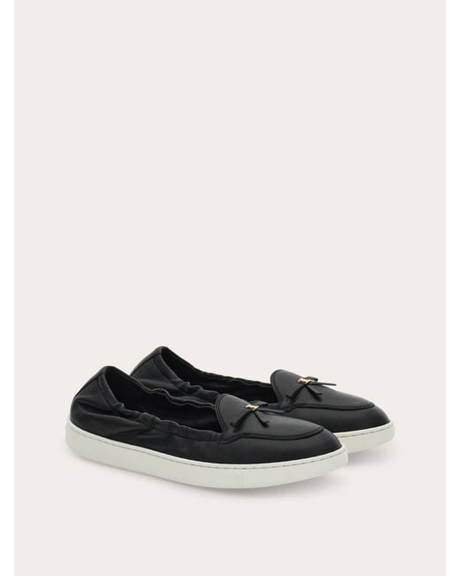 Ferragamo White Flexible Loafer With Mini Bow