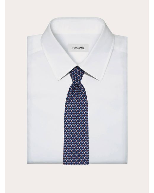 Ferragamo Blue Club Print Silk Tie for men