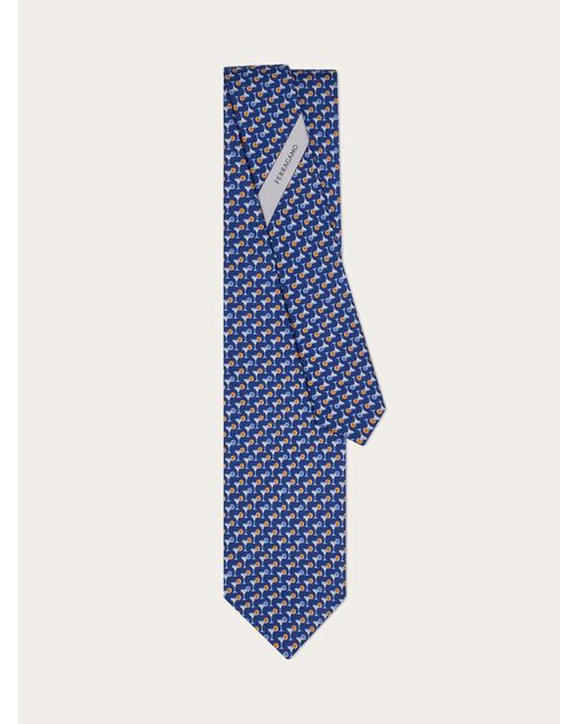 Ferragamo Blue Margarita Print Silk Tie for men