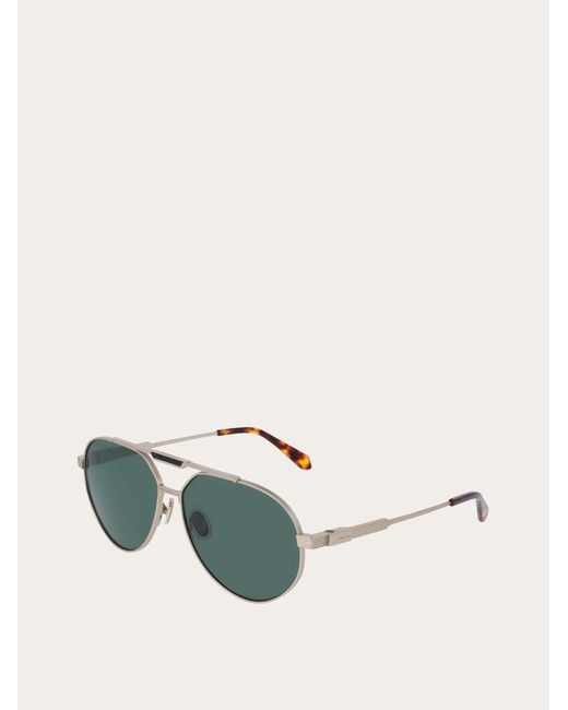 Ferragamo Green Aviator Frame Sunglasses for men