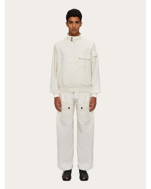 Drawstring linen trouser with applied pockets Ferragamo pour homme en coloris Natural