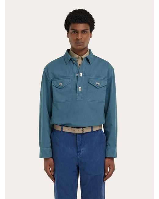 Ferragamo Blue Workwear Shirt for men