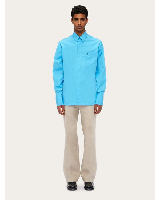 Camicia ampia con ricamo di Ferragamo in Blue da Uomo