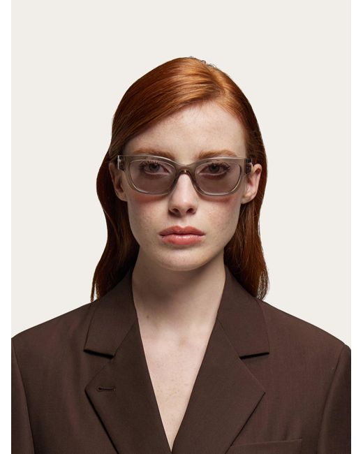Ferragamo Natural Rectangular Frame Sunglasses