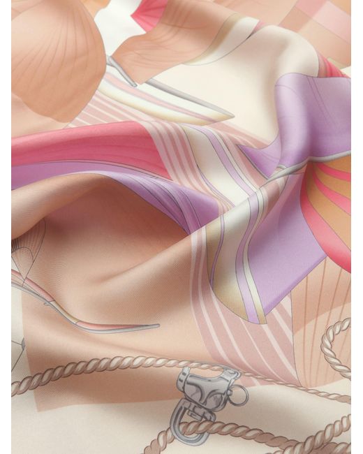 Ferragamo Pink Sailing Print Silk Foulard