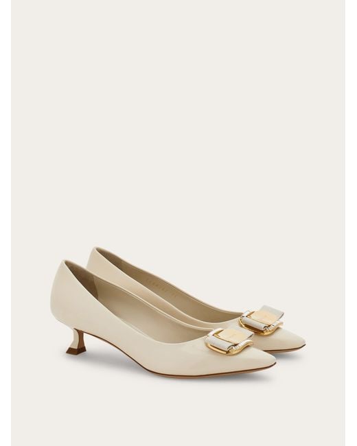 Ferragamo Natural New Vara Plate Low Heel Pump .5