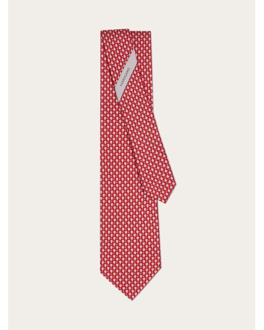 Ferragamo Pink Ping Pong Print Silk Tie for men