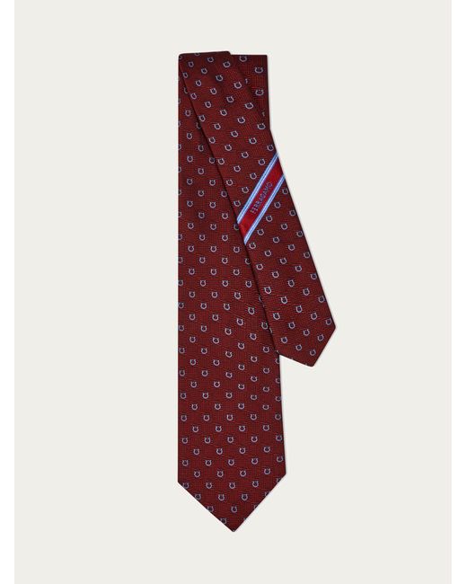 Ferragamo Red Gancini Silk Jacquard Tie for men