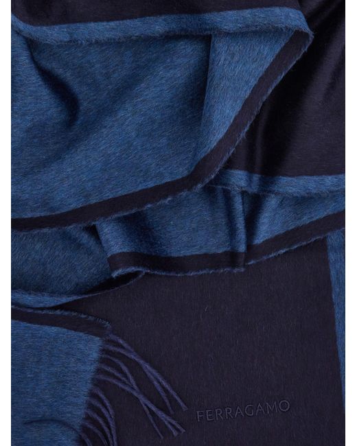 Uomo Sciarpa Con Firma di Ferragamo in Blue da Uomo