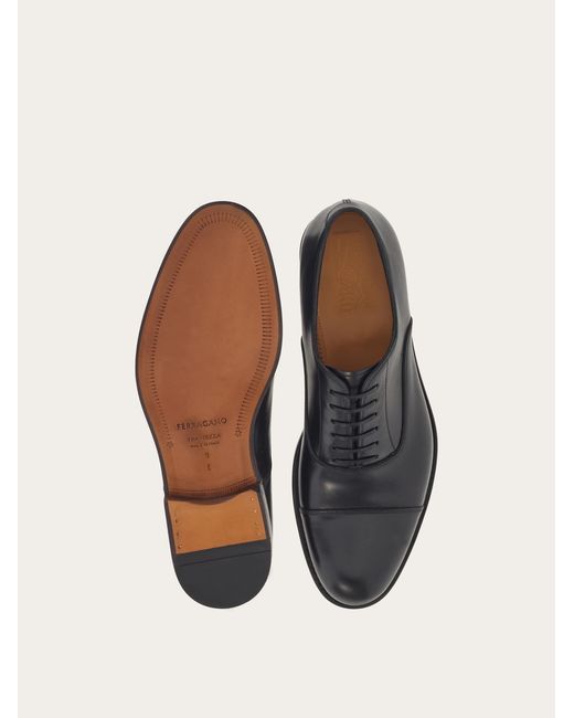 Ferragamo Black Tramezza Oxford With Toe Cap .5 for men