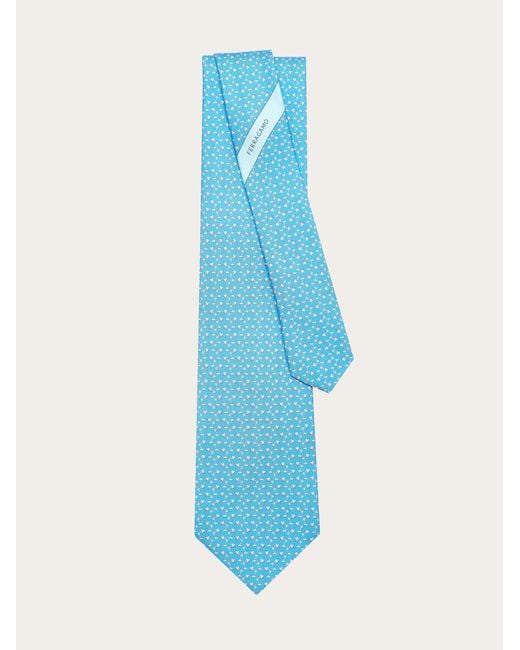 Ferragamo Blue Corbata En Seda Estampado Lámpara for men