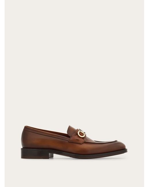 Ferragamo Brown Moccasin With Gancini Ornament for men