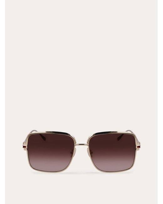 Ferragamo Brown Rectangular Frame Sunglasses