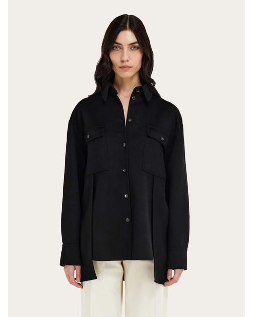 Ferragamo Blue Mixed Cashmere Overshirt