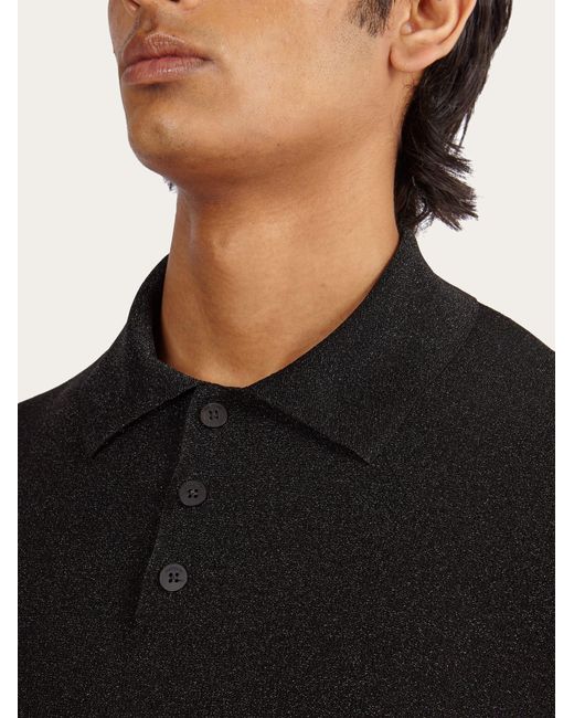 Long sleeved lurex polo Ferragamo pour homme en coloris Black