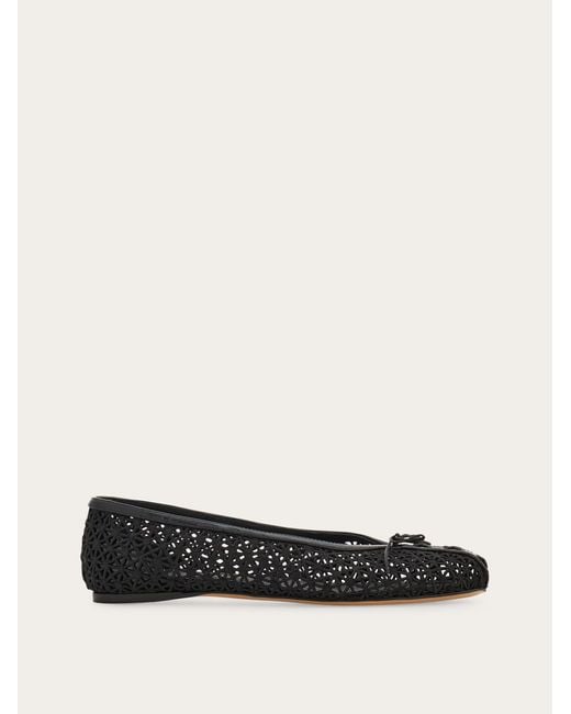 Ferragamo White Macramé Lace Ballet Flat .5