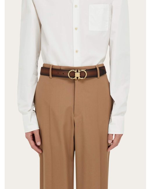 Ferragamo White Reversible And Adjustable Gancini Belt for men