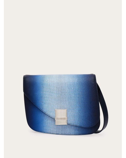 Ferragamo Blue Fiamma Crossbody Bag (m)