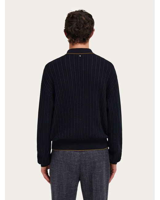 Ferragamo Blue Cotton And Silk Cardigan for men