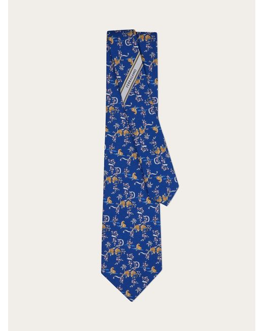 Ferragamo Blue Amazon Print Silk Tie for men
