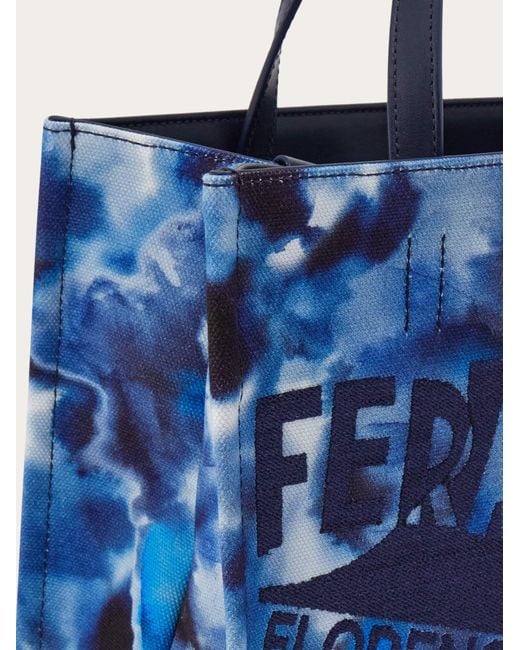 Ferragamo Blue Carnation Print Tote Bag (M)