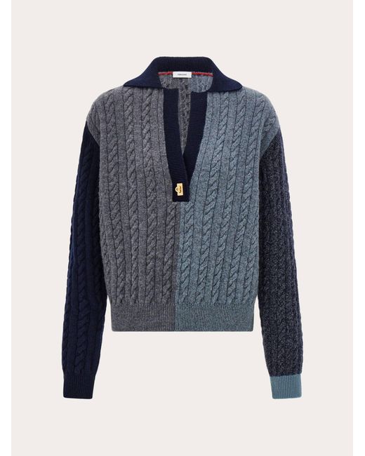 Ferragamo Blue Cable Knit