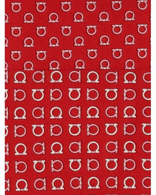 Ferragamo Red Gancini Print Silk Tie for men