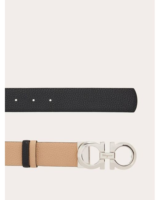 Ferragamo Natural Reversible And Adjustable Gancini Belt