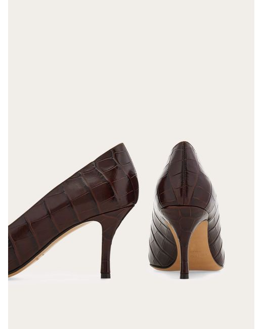 Ferragamo Brown Maxi Gancini Pump