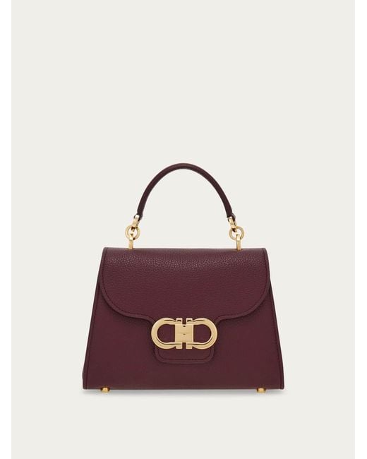 Ferragamo Purple Double Gancini Top Handle (Xs)