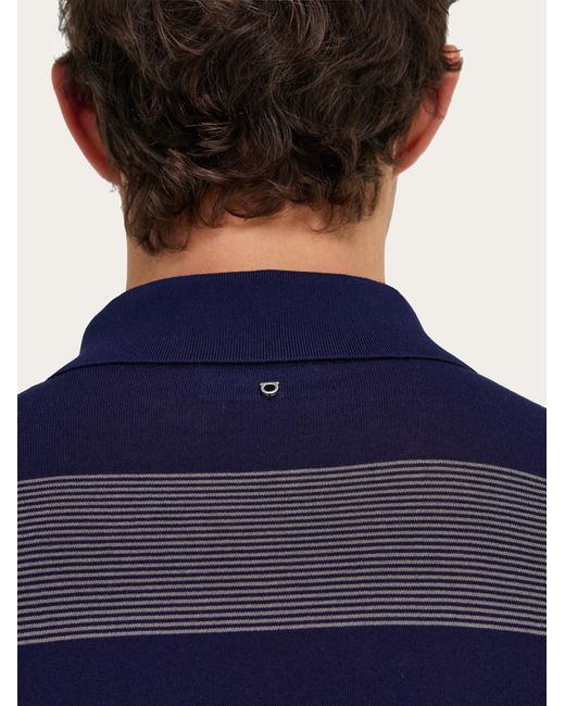 Ferragamo Blue Zip-Fastening Polo Shirt for men